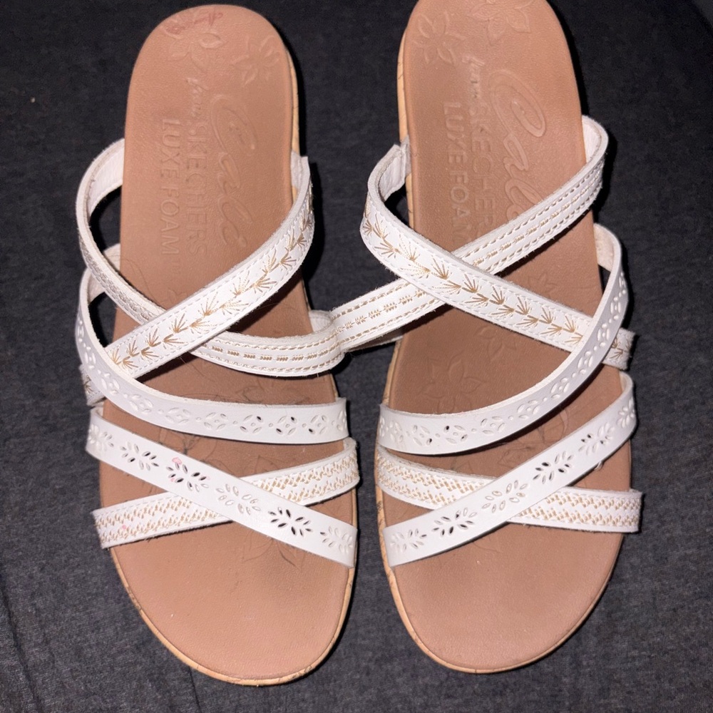 Skechers White Strappy Sandals